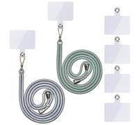 Collana universale per cellulare, cordino telefonico regolabile e rimovibile (2Matcha verde+argento chiaro)