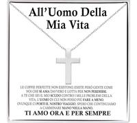 Collana Uomo a Croce Argento Sterling 925 All'Uomo Della Mia Vita Regalo compleanno figli maschi idea regalo per lui per Natale compleanni - Cofanetto con DEDICA incluso (All'Uomo Della Mia Vita)