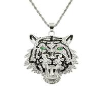 Collana Uomo Ciondolo Donna Hip Hop Punk Rock Collana Hip-Hop Esagerato Occhi Verdi Testa Di Tigre Ciondolo Collana Accessori Per Nightclub Da Uomo Pendente S2