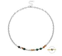 COLLANA UOMO CON PERLINE PIETRE DURE NATURALI AGATA 42+5 CM ACCIAIO INOSSIDABILE