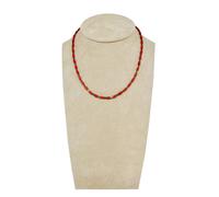 COLLANA UOMO CORALLO ROSSO EMATITE RETTA E ARGENTO
