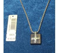 Collana Uomo Croce Acciaio Nero PVD Ciondolo Quadrato Sagapo SCX03 S'agapo