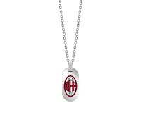 Collana Uomo Donna Ac Milan in Acciaio Inossidabile - Prodotto Ufficiale Calcio - Gioiello con Logo - Idea Regalo Elegante per Tifosi Rossoneri - Ragazzo e Ragazza (Vertical Tag Necklace Modern)