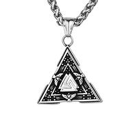 Collana Uomo Donna Gioielli Ciondolo Pendente Necklace Viking Retro Triangolo Rune Pendente Collana Gioielli Uomini E Donne Punk Geometric Party 配60Cm龙骨链