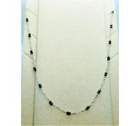 COLLANA UOMO DONNA ORO BIANCO 18KT 750 MAGLIA ROSARIO ONICE NERO COLLIER OR