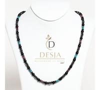 Collana uomo pietra naturale Onice Nero Ematite Diaspro colorato chiusura acciai
