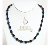 Collana uomo pietra naturale Onice Nero Ematite Occhio di Gatto con chiusura