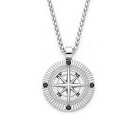 Collana Uomo Rosa dei Venti in Acciaio Inox - Ciondolo Bussola Ø2 cm - Catena Veneziana 50 cm - Stile Nautico Elegante - Idea Regalo Avventura cll2259