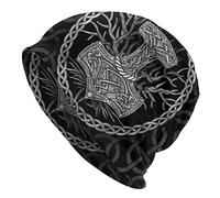 Collana Uomo, Uomo Donna Cappello Berretto Stampato in 3D Viking - Mitologia Nordica Graffiti Copricapo Elastico Skullies Cappuccio Berretto - Cappello da Trekking Leggero per Adulti all'Aperto
