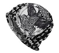 Collana Uomo, Uomo Donna Cappello Berretto Stampato in 3D Viking - Mitologia Nordica Graffiti Copricapo Elastico Skullies Cappuccio Berretto - Cappello da Trekking Leggero per Adulti all'Aperto