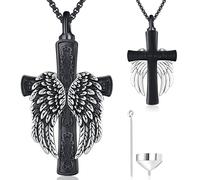 Collana Urna Ciondolo Croce Urne in Argento sterling 925 e Collana Beloved Ashes, Gioielli per la cremazione Ciondoli commemorativi per uomo e donna