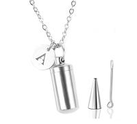 Collana urna di cremazione per Ceneri, Collana a Cilindro Cilindro con Lettere con Incantesimo Iniziale Cremation Memorial Memorial Gioielli per Le Donne UI UI UI