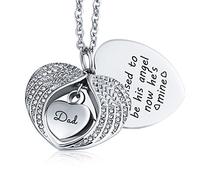 Collana urna per Donne Uomini Ali di Cuore Famiglia Incisione delle Parole Ash Cremation Memorial Ciondolo