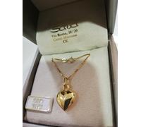 Collana veneziana cm 45 SPESSA e cuore grande bombato in oro giallo 750 18 kt