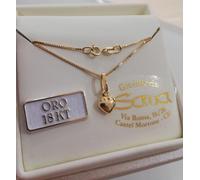 Collana veneziana e ciondolo cuore bombato in oro giallo 750 18 kt NUOVO