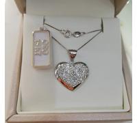 Collana veneziana e ciondolo pendente cuore bombato in oro bianco 750 18 kt