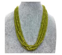 Collana Verde peridoto - Girocollo di Perline Regolabile a 1/3/6 Fili con Pietre di olivina sfaccettate(3 Layers_Medium)
