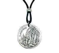 Collana Vergine Maria ciondolo e preghiera Madonna di Lourdes protezione bene...