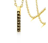 Collana Vichinga Norse Runa Vichinga Elder Futhark Collane con Ciondolo da Bar 3D per Uomini Donne, in Acciaio Inox Vintage Mitologia Amuleto Pagano Gioielli Regalo (Rune vichinghe-G)