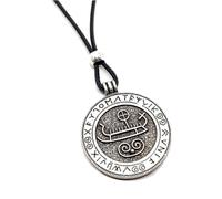 Collana Viking Longboat Leif Erikson Rune Viking Valhalla Cord Bead Ciondolo