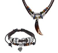 Collana Vintage A 1 Pezzo E Braccialetto Vintage A 1 Pezzo, Collana Con Ciondolo, Collana Regolabile, Collana Con Cordoncino In Pelle Da Uomo, Braccialetto Intrecciato, Accessori Di Moda