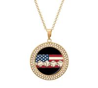 Collana vintage con bandiera americana da baseball, da donna, regolabile, con ciondolo per mamma, moglie, fidanzata, idea regalo, Misura unica, Metallo
