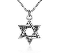 Collana vintage con ciondolo a forma di stella di David, con incisione religiosa