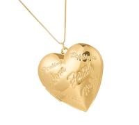 Collana vintage con medaglione a forma di cuore con incisioni floreali e catena regolabile, accessorio per gioielli da donna, Misura unica, come descritto, come descritto