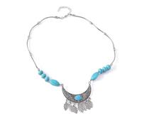 Collana vintage con nappe a foglia turchese stile etnico catena per clavicola per donne alla moda e giovani tribali foglie nappe collana
