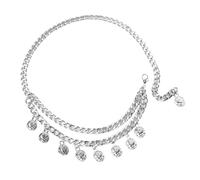 Collana Vintage Regolabile In Lega Con Doppi Ciondoli Monete E Frange Rimovibile Per Le Donne Partito Casual Gioielli Danzatrice Danzatrice Del Ventre Accessori Cintura, Taglia unica, come descritto