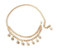 Collana Vintage Regolabile In Lega Con Doppi Ciondoli Monete E Frange Rimovibile Per Le Donne Partito Casual Gioielli Danzatrice Danzatrice Del Ventre Accessori Cintura, Taglia unica, come descritto