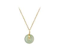 Collana vintage squisita ciambella rotonda ciondolo giada 925 argento collana gioielli per le donne regalo di nozze, Argento, Giada