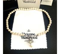 Collana Vivienne Westwood Aleksa Pearl Silver con custodia NO SCATOLA
