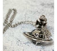 Collana Vivienne Westwood Galileo Orb argento nero con custodia NO SCATOLA