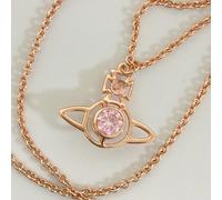 Collana Vivienne Westwood NORA Petite Crystal Orb oro rosa rosa con custodia ...