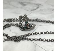 Collana Vivienne Westwood Petite Orb Gunmetal Clear TOP 1,5 cm x 1,6 cm con c...
