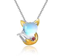 Collana volpe in pietra di luna collana in argento sterling 925 con volpe animale collana con ciondolo a cuore in pietra di luna gioielli in pietra di luna volpe regali per donne ragazze bambini