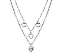 Collana Y Donna Cuore Cristallo Zircone Acciaio e Dorato Sagapò Gioielli