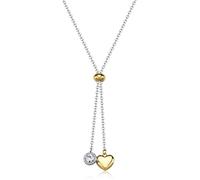 Collana Y Donna Cuore Cristallo Zircone Acciaio e Dorato Sagapò Gioielli