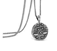 Collana Zodiaco Costellazione Regalo per Amici Famiglia Oroscopo Astrologia Collana in Acciaio Inossidabile Collana con Ciondolo in Rilievo per Uomo Donna (Libra)