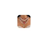 Collane a fragola per le donne Fragolina Dolcecuore Costume Strati Perle Collana di Perline Rosa Fiocco Shell Collane Regali per le Donne, Metallo, Nessuna pietra preziosa