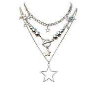 Collane A Strati Per Donne - Choker con Pendente Stelle Metalliche a Strati | Accessori Di Gioielli In Catena Moda Regolabili Per Donne Ragazze E Adolescenti Per Feste Compleanni E Appuntamenti