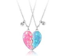 collane bff, Collana Pendente Amicizia Set Best Friends Collana BFF Collana Cuore Viola Collana Amicizia per 2 Ragazze Regalo di Compleanno per Migliori Amici(Blu+Rosa Rosso)