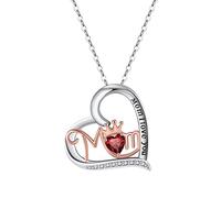 Collane bianche per donne, collana del cuore Mom I Love You Crown Stone naturale 4mm Collana vintage