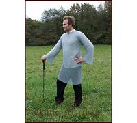 Collane camicia, maniche lunghe, 9 mm ID, zincato, taglia L età media vichingo rappresentazioni chain maille Usbergo