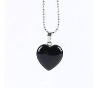 Collane Ciondolo di Pietra Naturale da Donna Collana A Forma di Amore in Pietra Naturale Agata Nera alla Moda Semplice Collana con Ciondolo in Pietra Preziosa Gioielli Regalo per La Festa della Mamm