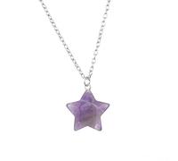 Collane Ciondolo di Pietra Naturale da Donna Collana A Forma di Stella con Ametista in Pietra Naturale alla Moda Collana con Pendente in Pietra Preziosa di Cristallo Curativo Gioielli Regalo per La