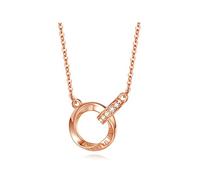 Collane Collana da Donna per Il Classico a Doppio Anello, Che implica Un Ciondolo Squisito Amore Infinito (Set di scatole Regalo) (Colore: Oro)