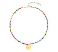 Collane colorate con iniziali di perline - Collana girocollo con perline dorate alla moda, collana con ciondolo a forma di lettera per donne, sorelle, amiche, lauree, Natale, vacanze, regalo di