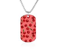 Collane commemorative alla moda con ciliegie rosse fresche stampate in acciaio al titanio gioielli novità immagine collana Dog Tag per uomini donne